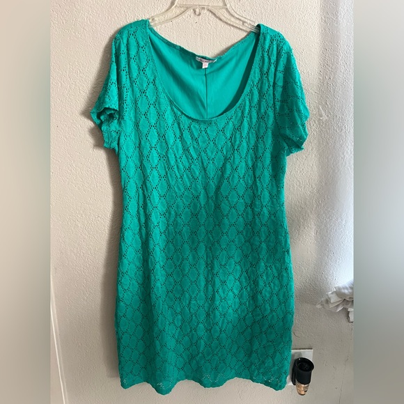 Isaac Mizrahi Green Knit Dress sz X LARGE. - Picture 2 of 3